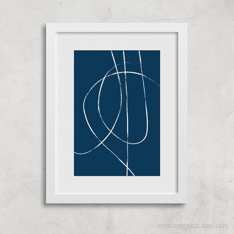 Navy & White Wall Art Poster Large Size Navy Cream Printable Etsy