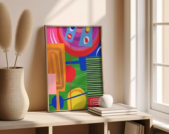 Colorful Bright Bold Colors Artwork Digital Painting Funky Print