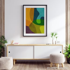 Colorful Modern Abstract Art, Abstract Shapes Painting, Office Prints ...