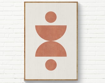 Minimalist Terracotta Wall Art, Burnt Orange Boho Decor, Bathroom Geometric Print, Living Room Modern Art, Terracotta Rust Print