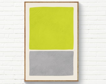 Minimalist Chartreuse & Gray Print, Chartreuse Wall Art, Trendy Colors Artwork, Minimalist Living Room Decor, Digital Painting Art