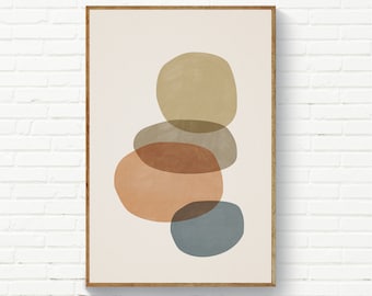 Abstract Neutral Wall Art, Neutral Colors Wall Art Print, Organic Shape Mid Century Modern Print, 24x36