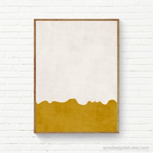 Abstract Minimalism Print in Mustard Colors,  Original Minimal Wall Art, Digital Abstract Painting, Yellow Beige Living Room Wall Art