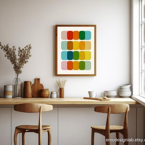 Arte mural colorido de estilo moderno de mediados de siglo, diseño gráfico, impresión de gran tamaño, láminas artísticas coloridas de 24x36 pulgadas. imagen 9