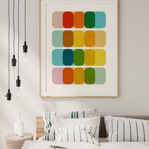 Arte mural colorido de estilo moderno de mediados de siglo, diseño gráfico, impresión de gran tamaño, láminas artísticas coloridas de 24x36 pulgadas. imagen 2