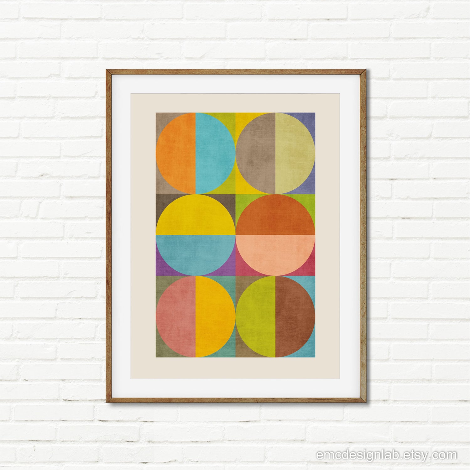 Colorful Mid-century Modern Geometric Wall Art, Circles