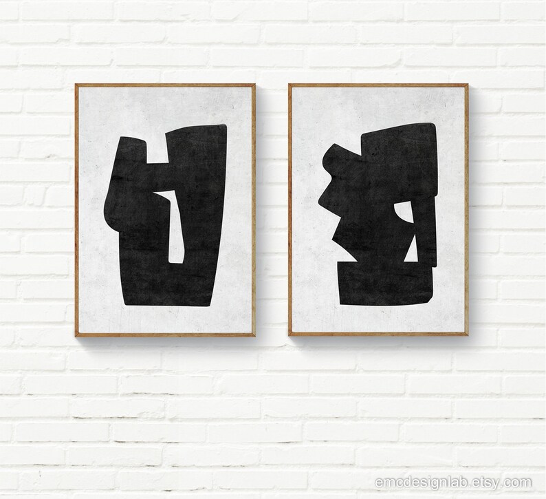 Abstract Printable Black White Wall Art Contemporary Art Etsy
