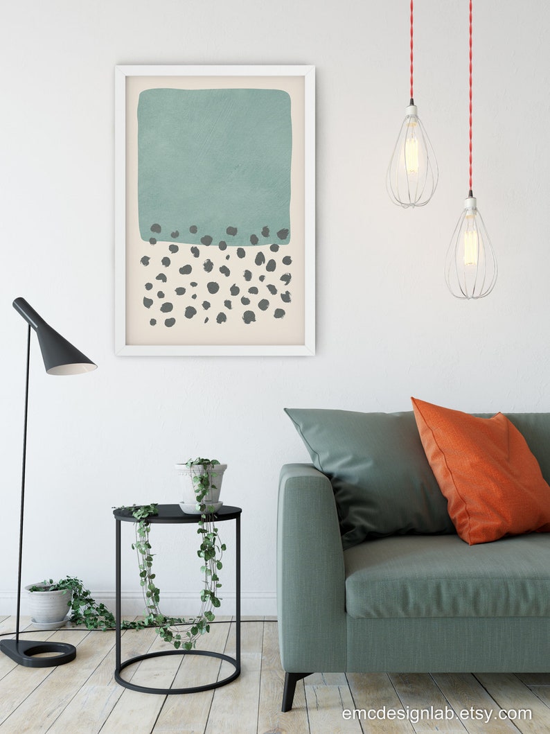 Minimalist Light Blue/green Wall Art Original Light Teal Etsy