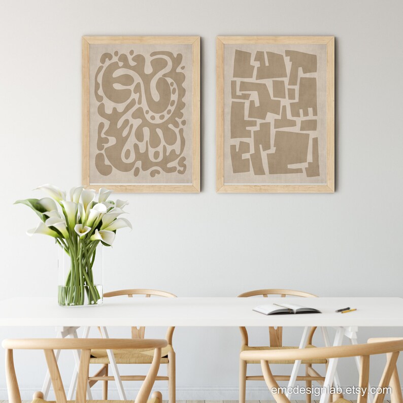 Neutral Wall Art Decor Neutrals Organic Shapes Beige Print - Etsy