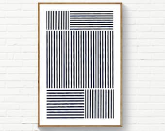 Weiß und Blau Wanddekor, minimalistischer abstrakter Druck, Marine & weiße skandinavische minimalistische Kunst, nordischer Druck, moderne Kunst