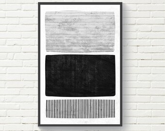 Minimalist Black and White Abstract Geometric Wall Art | Etsy