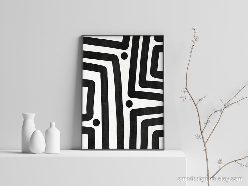 Bold Black Lines Wall Art Black and White Abstract Wall Art Etsy
