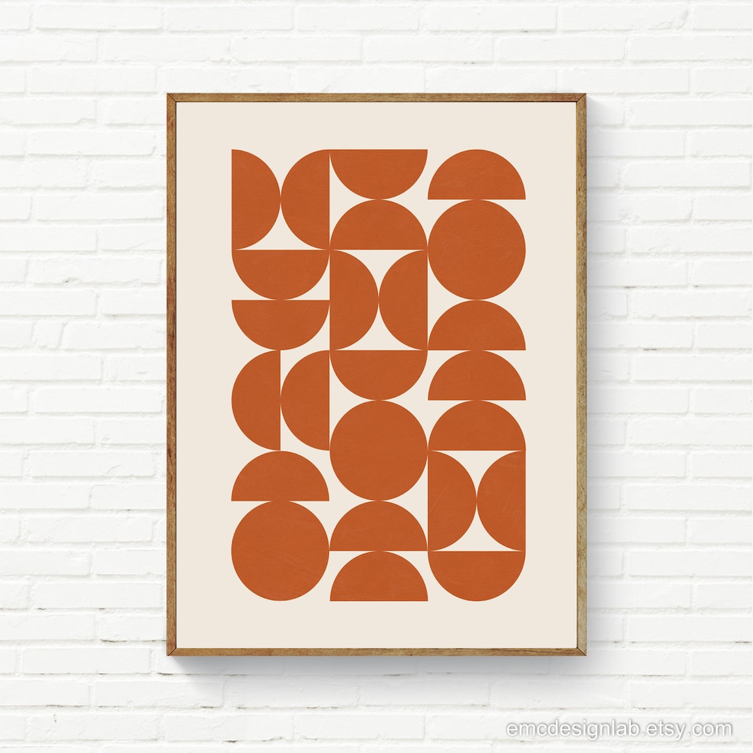 Burnt Orange Wall Art, Orange Semi Circles Prints, Burnt Sienna