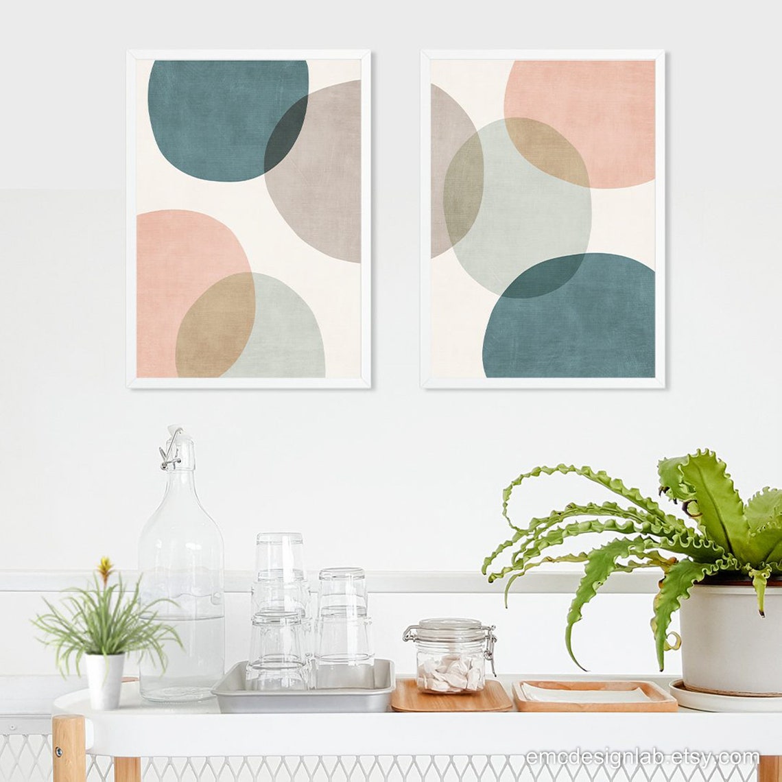 Abstract Circles Wall Art Stylish Bedroom Prints Organic Etsy
