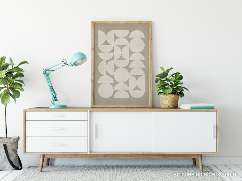 Beige Wall Art Decor Beige Prints Midcentury Beige Print Etsy