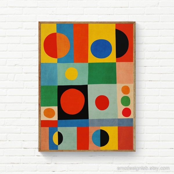 Mid-Century Modern Bold Abstract Artwork Multicolored Art Print