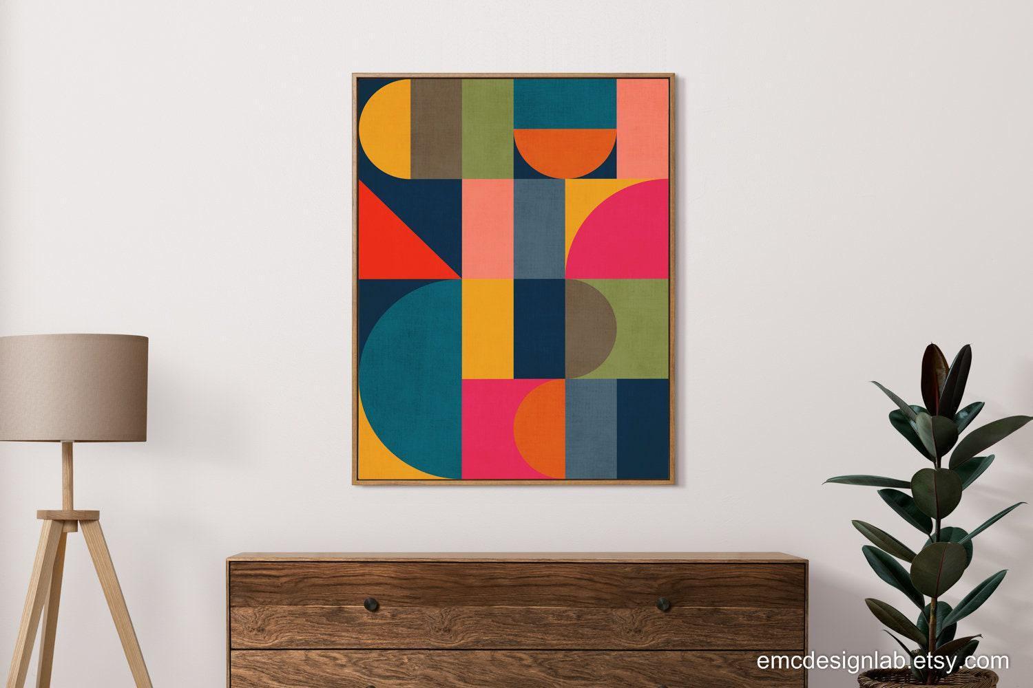 Modern Geometric Playful Art Print / Digital Painting Graphic