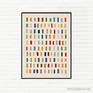 Minimalistische Bunte Kunstwerk Warme Farben Kunstdruck Herbst Punkte Leinwand Kunst