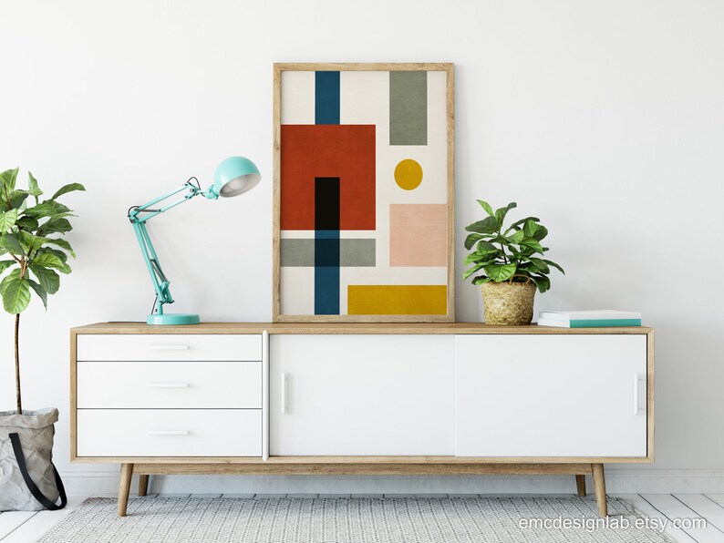 Living Room Geometric Wall Art Original Abstract Composition Etsy