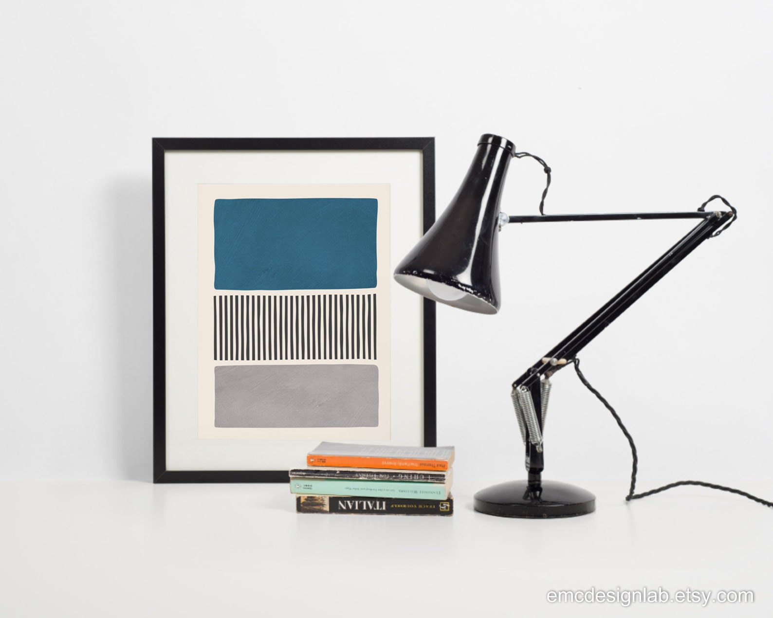 Blue and Gray Wall Art Abstract Minimalist Prints Black Etsy