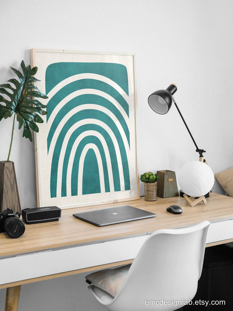 Teal Modern Wall Art Print / Teal Minimalist Poster / Minimal - Etsy