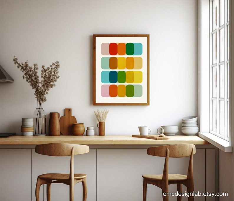 Mid Century Modern Colorful Wall Art, Graphic Design Artwork, Large Size Print, Colorful Art Prints 24x36 image 9
