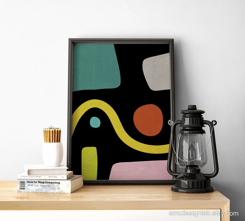 Abstract Original Print Black Background Wall Art Etsy