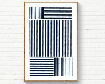 White and Blue Wall Decor, Minimalist Abstract Print, Navy & White Scandinavian Minimalist Art, Nordic Print, Modern Art