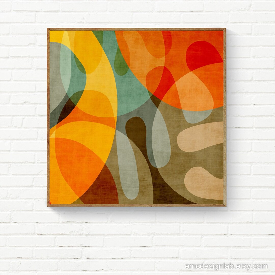 Abstract Square Colorful Art Print Digital Painting Square Abstract Art