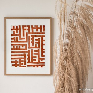 View of Burnt Orange Geometric Modern Wall Art / Original Unique Bold Art Print ...