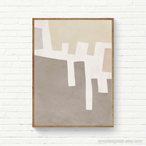 Neutral Tones Minimalist Print, Beige Tan Ecru Bathroom Wall Art, 24x36 Abstract Print, Bedroom Sober Decor, Office Art