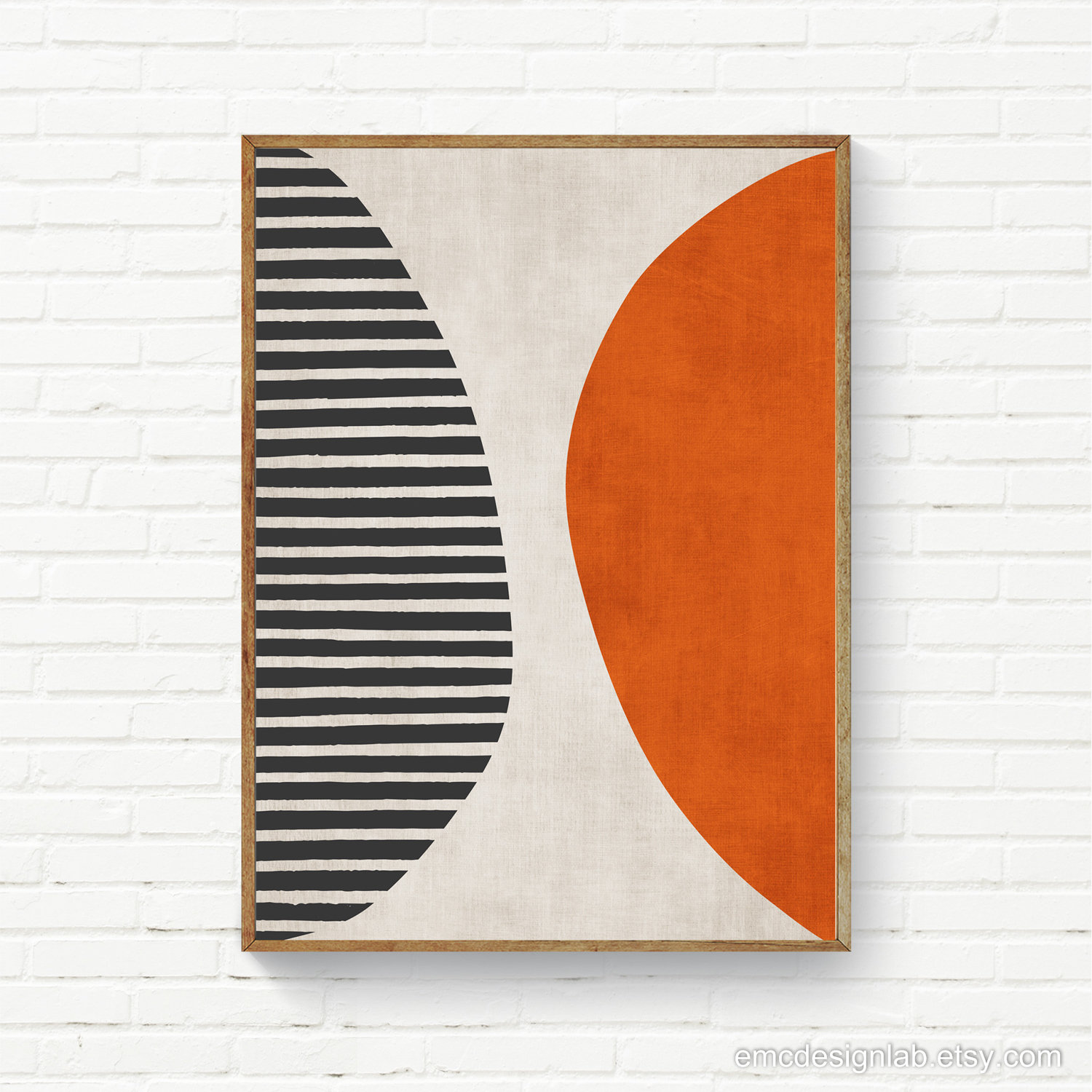 Bold Orange Abstract Geomorphic Color Block Wall Art Pictures For