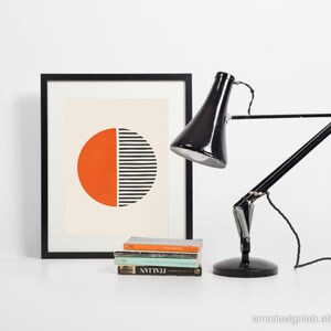 Bright Orange Dark Gray Wall Art, Bold Print Simple Shapes, Vibrant Print, Minimalist Pop Orange Black Wall Decor, Orange SemiCircle Art image 4