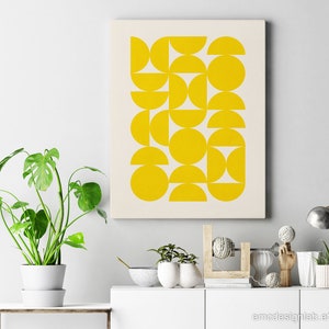 Bright Yellow Modern Wall Art Print / Simple Minimalist Design Yellow Semicircles Wall Art / Pineapple Lemon Electric Yellow Artwork Design image 7