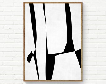 Black & White Wall Art, Abstract Minimalist Painting, 24x36 Abstract Contemporary Art, Original Office Decor