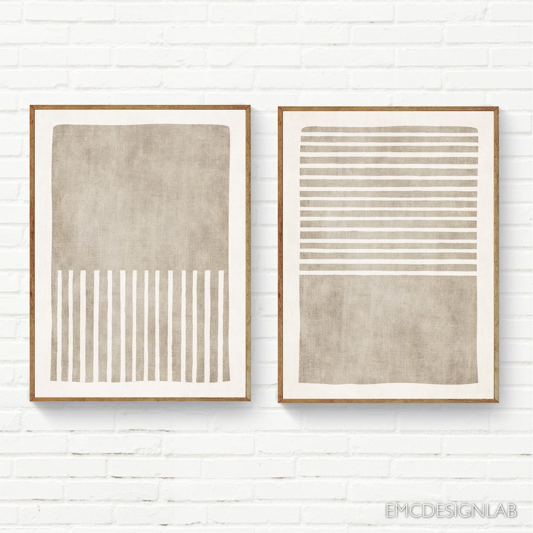 Set of 2 Neutral Modern Art, Set of 2 Beige Minimalist Abstract Prints ...