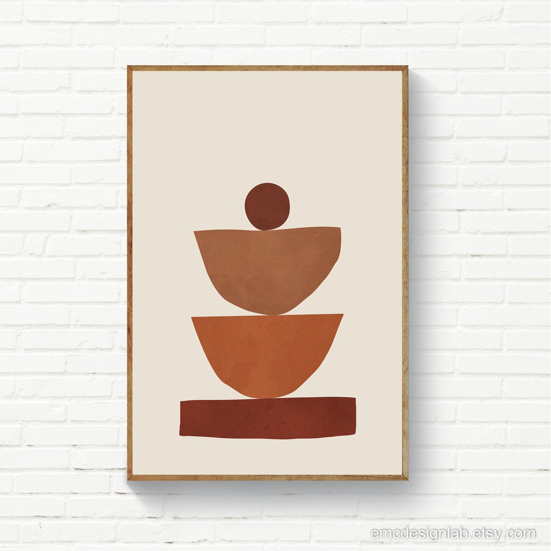 Abstract Minimalist Wall Art Decor, Terracotta Large Size 24x36 Print ...