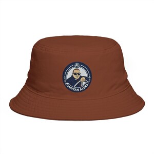 Sombrero tipo pescador con el logo del Capitán Alex / parche de capitán náutico, sombrero de sol marrón