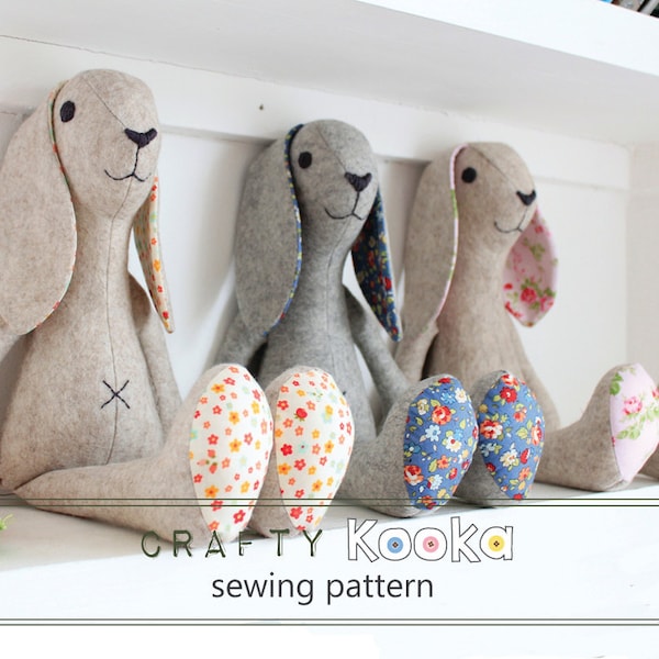 Baby Bunny plush sewing pattern, toy cloth bunny rabbit, pdf  instant download.