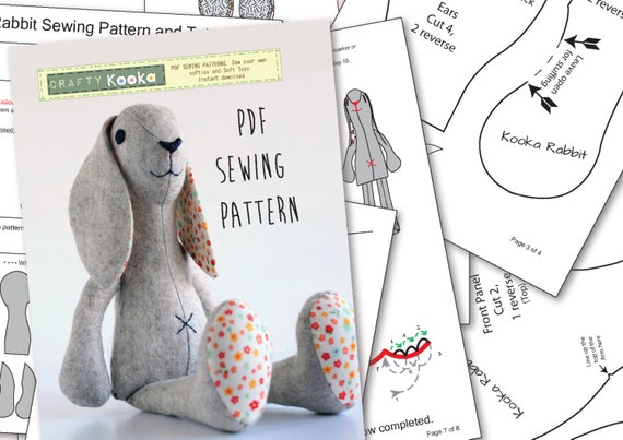Printable Bunny Sewing Pattern Rabbit Sewing Pattern Pdf For