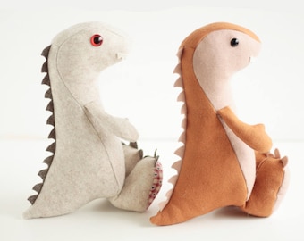 Dinosaur sewing pattern pdf pattern, step-by-step  tutorial for instant download showing how to make this baby dinosaur