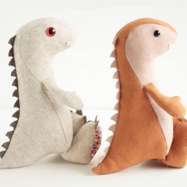 Dinosaur sewing pattern pdf pattern, step-by-step  tutorial for instant download showing how to make this baby dinosaur