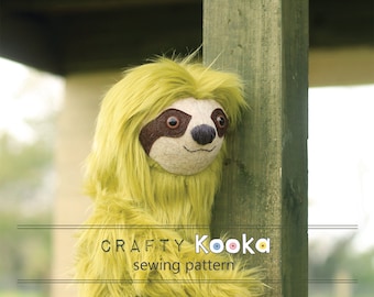 Sloth Plush sewing pattern,  Soft Toy PDF pattern and instructions downloadable ebook - animal pattern