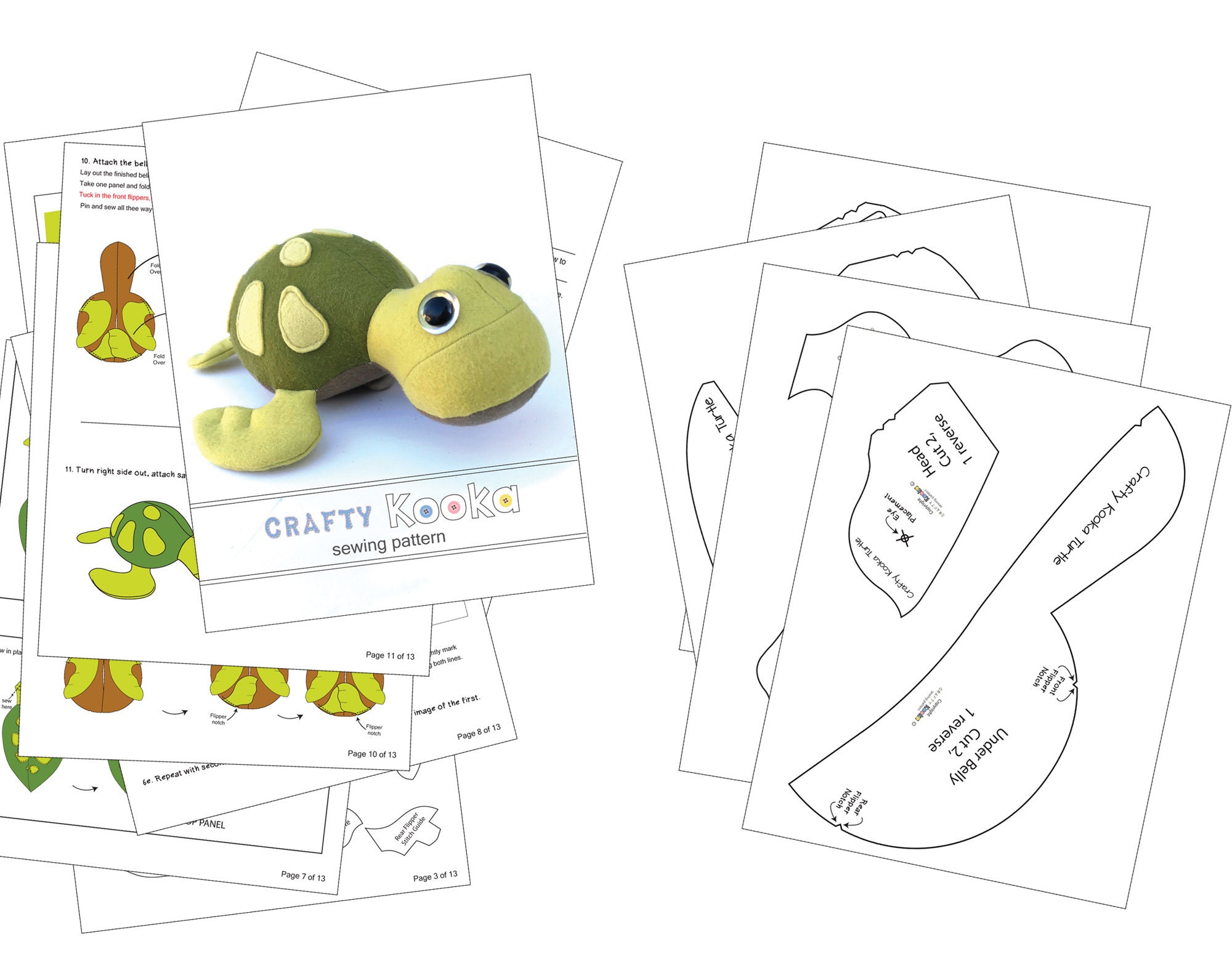 Turtle Plush Toy Sewing Pattern With Appliqué (PDF Tutorial) - Etsy