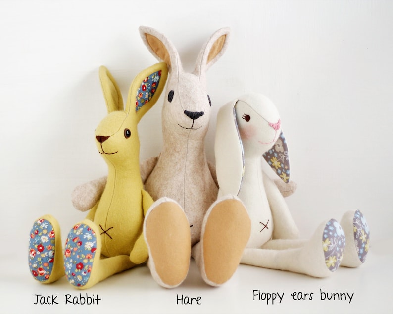Bunny Rabbit Sewing Pattern Bundle From Left to Right Floppy - Etsy Canada