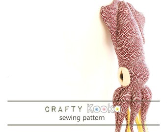 Squid plush Stuffed animal sewing pattern pdf for instant download