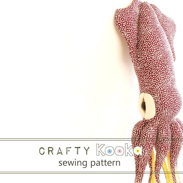 Squid plush Stuffed animal sewing pattern pdf for instant download