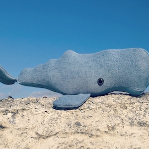 Denim Sperm Whale Plush Sewing Pattern: Cachalot Toy (PDF)