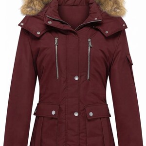 Abrigo parka de invierno con capucha de piel sintética, anorak acolchado