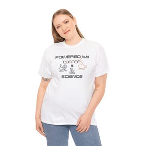 Nurse, Science and Coffee Graphic T-Shirt, Powered by Coffee and Science, Medical Professionals Tee, Science Lovers Gildan Colors T-Shirt